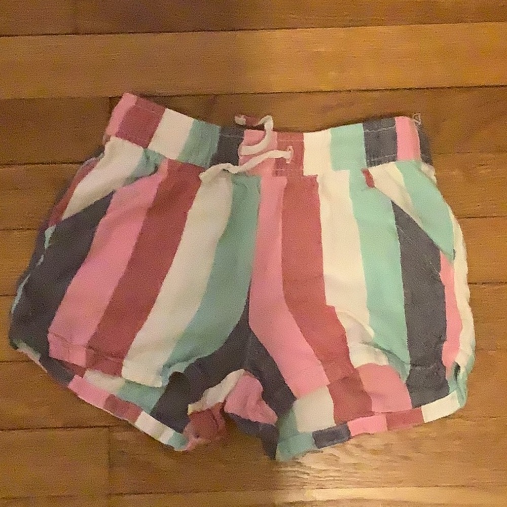 Kids old navy blue pink red white and green pattern shorts